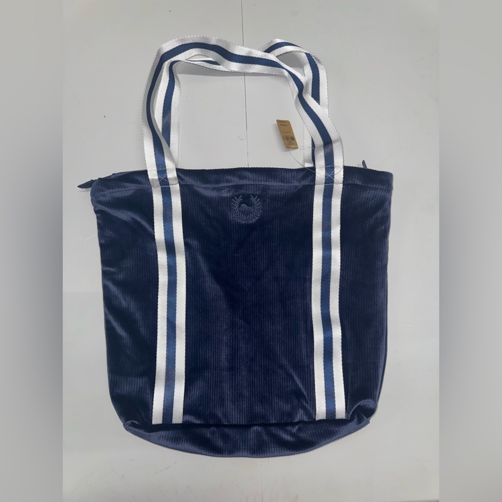 Navy Blue Shoulder Bag with White Straps